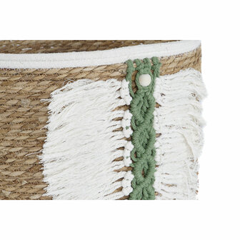 Mandenset Home ESPRIT Wit Groen Natuurlijk Natuurlijke Vezel Tropisch 39 x 39 x 47 cm (3 Onderdelen) 3
