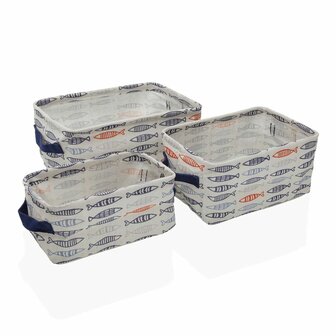 Mandenset Versa Rechthoekig Vissen 28 x 18 x 14 cm Polyester Textiel 1