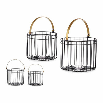 Mand Zwart Gouden Metaal 25 x 27 x 25 cm Cilindrisch (2 pcs) 1