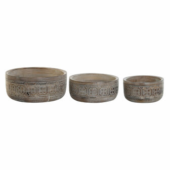 Tafeldecoratie DKD Home Decor Wit Natuurlijk Indiaas 30,5 x 30,5 x 12,7 cm (3 Onderdelen) 1