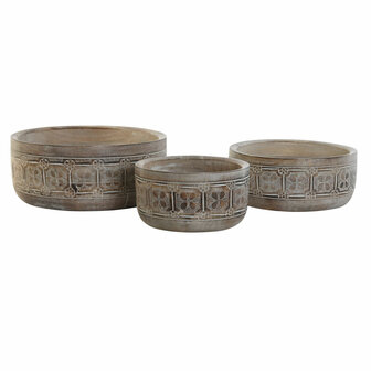 Tafeldecoratie DKD Home Decor Wit Natuurlijk Indiaas 30,5 x 30,5 x 12,7 cm (3 Onderdelen) 2