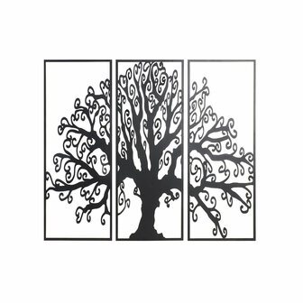 Wanddecoratie DKD Home Decor 3 Onderdelen Zwart Boomstructuur Metaal (105 x 1,3 x 91 cm) 1
