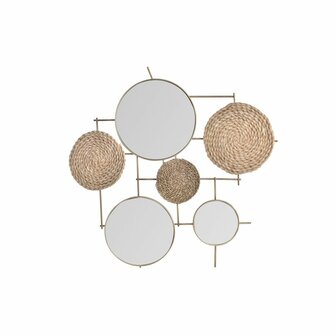 Wanddecoratie DKD Home Decor Spiegel Natuurlijk Metaal Bruin Koper Vezel (72 x 3,5 x 74 cm) 1