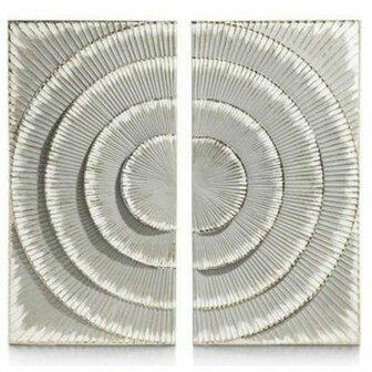 Wanddecoratie DKD Home Decor 90 x 3,5 x 90 cm Zilverkleurig Grijs Wit Modern Cirkels 90 x 2 x 90 cm 1