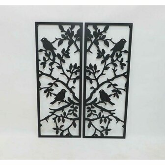 Wanddecoratie DKD Home Decor (2 Onderdelen) Metaal Vogels Shabby Chic (35 x 1,3 x 91 cm) 2
