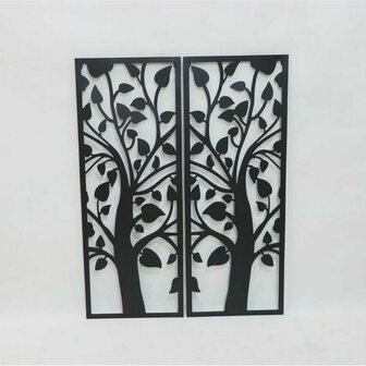 Wanddecoratie DKD Home Decor (2 Onderdelen) Boomstructuur Metaal Shabby Chic (35 x 1,3 x 91 cm) 2