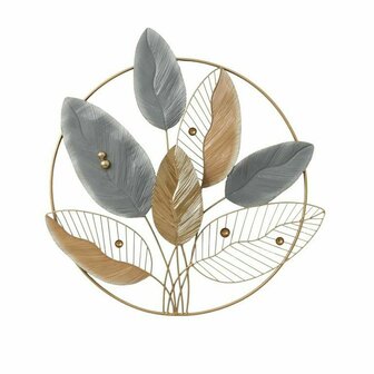 Wanddecoratie DKD Home Decor Metaal Multicolour Modern Ingelijst Blad van een plant (83,8 x 5,7 x 87,6 cm) 1