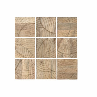 Wanddecoratie Home ESPRIT Natuurlijk Modern Blad van een plant 90 x 3 x 90 cm (9 Onderdelen) 1