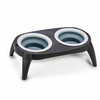 Dierenvoederbak Opvouwbaar Zwart Siliconen Plastic 9 x 39 x 9 cm (12 Stuks) 2