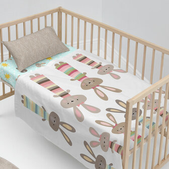 Beddengoedset HappyFriday Moshi Moshi Rabbit family Multicolour Wieg voor baby&amp;apos;s 2 Onderdelen 1