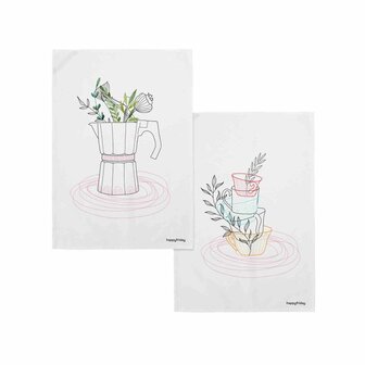 Keukendoek HappyFriday Breakfast Multicolour 70 x 50 cm (2 Stuks) 1