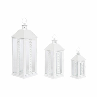 Lantaarn Home ESPRIT Wit Kristal Ijzer Shabby Chic 20 x 20 x 55 cm (3 Onderdelen) 1