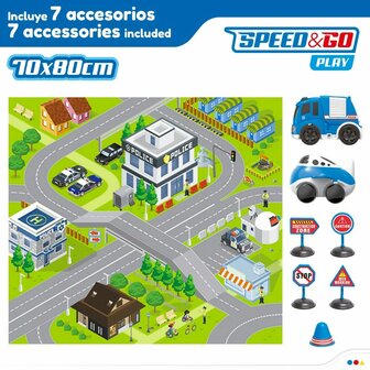 Speelkleed Speed &amp; Go Accessoires Auto&amp;apos;s Weg Stof Plastic (6 Stuks) 3