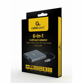 USB-HUB GEMBIRD A-CM-COMBO6-01 Grijs 1