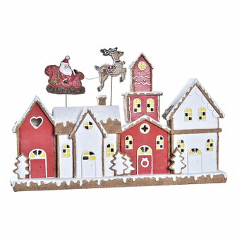 Kerstversiering DKD Home Decor Huis Wit Rood Hars 41 x 7,5 x 27 cm 1