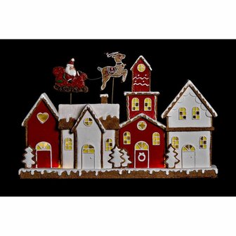 Kerstversiering DKD Home Decor Huis Wit Rood Hars 41 x 7,5 x 27 cm 2