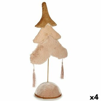 Kerstboom Polyester Beige Gouden Hout 12 x 43 x 22 cm (4 Stuks) 1