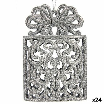 Kerstversiering Geschenkbox Zilverkleurig Plastic Purpurine 7,5 x 11,5 x 4 cm (24 Stuks) 1