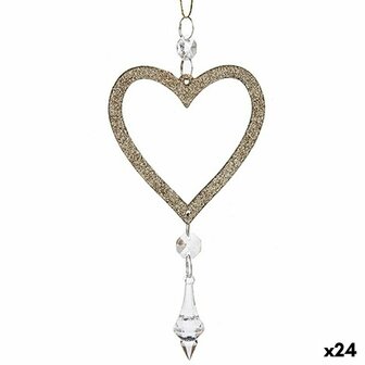 Kerstversiering Hart champagne Plastic Purpurine 9 x 16 x 2 cm (24 Stuks) 1