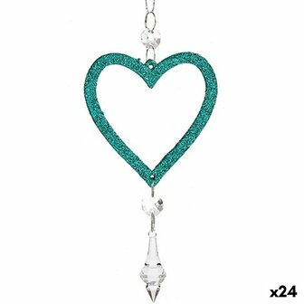 Kerstversiering Hart Groen Plastic Purpurine 9 x 16 x 2 cm (24 Stuks) 1