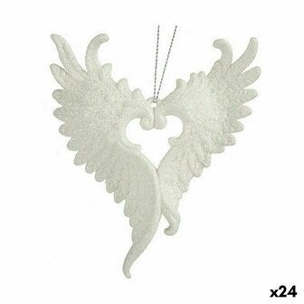 Kerstversiering Engelenvleugels Wit Plastic Purpurine 12 x 13 x 2,5 cm (24 Stuks) 1