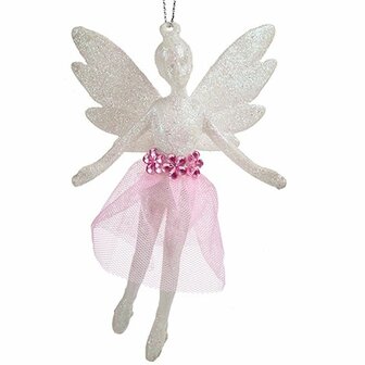 Kerstversiering Fee Wit Plastic Purpurine 8 x 12 x 5 cm (24 Stuks) 2