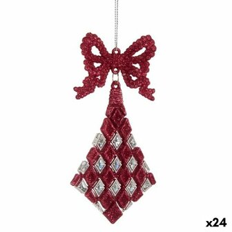 Kerstversiering Lasso Ruiten Fuchsia Plastic Purpurine 7,5 x 1 x 15,5 cm (24 Stuks) 1