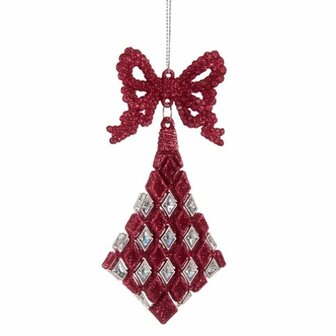 Kerstversiering Lasso Ruiten Fuchsia Plastic Purpurine 7,5 x 1 x 15,5 cm (24 Stuks) 2