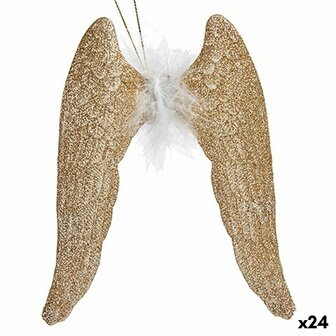 Kerstversiering Engelenvleugels champagne Plastic Purpurine 12,5 x 15 x 2,5 cm (24 Stuks) 1