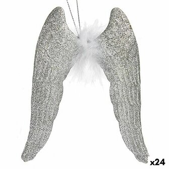 Kerstversiering Engelenvleugels Zilverkleurig Plastic Purpurine 12,5 x 15 x 2,5 cm (24 Stuks) 1