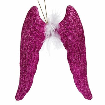Kerstversiering Engelenvleugels Fuchsia Plastic Purpurine 12,5 x 15 x 2,5 cm (24 Stuks) 2