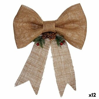 Kerstversiering Lasso Bruin Rood Groen Natuurlijke Vezel 24 x 5 x 34 cm (12 Stuks) 1