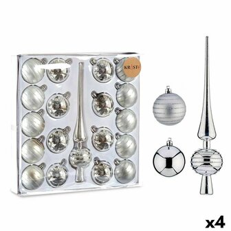 Kerst Decoratie Set Zilverkleurig PVC (4 Stuks) 1