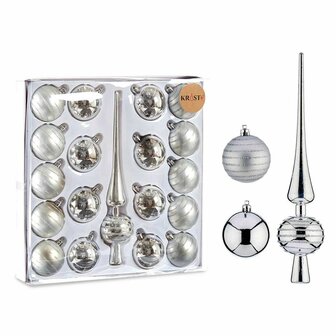 Kerst Decoratie Set Zilverkleurig PVC (4 Stuks) 2