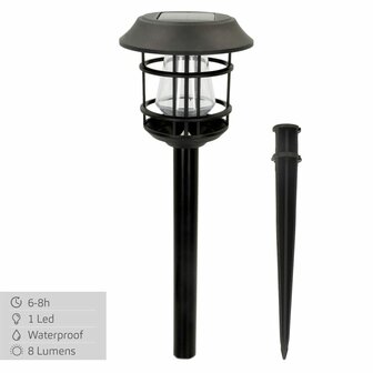 Set tuinverlichting op zonne-energie Aktive 2 Onderdelen Roestvrij staal Plastic 13 x 55 x 13 cm (4 Stuks) 6