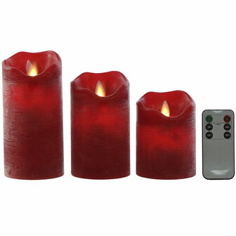 LED kaars Home ESPRIT Rood 26,5 x 8 x 17 cm (3 Onderdelen) 1