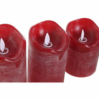 LED kaars Home ESPRIT Rood 26,5 x 8 x 17 cm (3 Onderdelen) 2