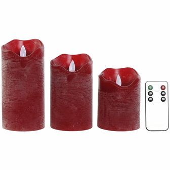 LED kaars Home ESPRIT Rood 26,5 x 8 x 17 cm (3 Onderdelen) 3