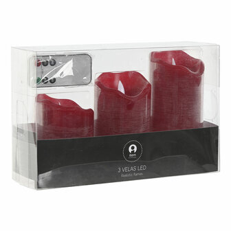 LED kaars Home ESPRIT Rood 26,5 x 8 x 17 cm (3 Onderdelen) 4