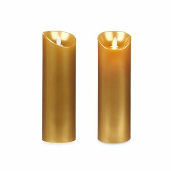 LED kaars Gouden 8 x 8 x 25 cm (12 Stuks) 3