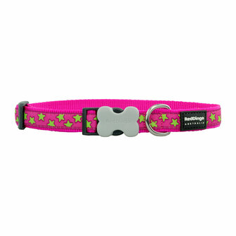 Hondenhalsband Red Dingo STYLE STARS LIME ON HOT PINK 15 mm x 24-36 cm 3