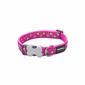 Hondenhalsband Red Dingo STYLE STARS LIME ON HOT PINK 15 mm x 24-36 cm 4