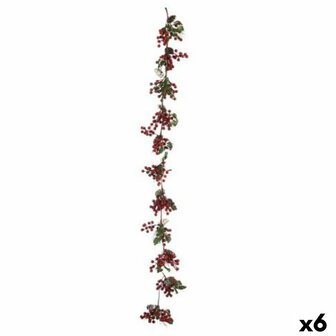 Kerstkrans Tak Rode Vruchten Groen Plastic 15 x 7,5 x 156 cm (6 Stuks) 1