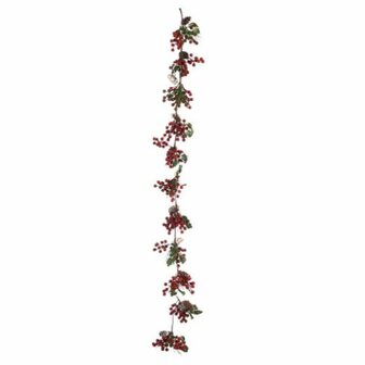 Kerstkrans Tak Rode Vruchten Groen Plastic 15 x 7,5 x 156 cm (6 Stuks) 2