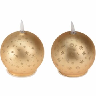 LED kaars Lifetime Gouden Kerstbal (AAA) 1
