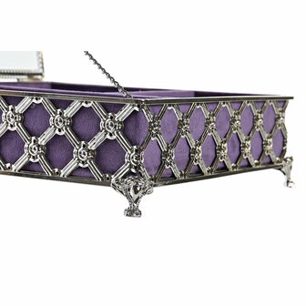 Juwelenkistje DKD Home Decor Kristal Metaal Zilverkleurig Lila 22 x 22 x 7 cm 2