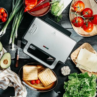 Tosti-ijzer Adler AD 3073 Zwart Zilverkleurig 8