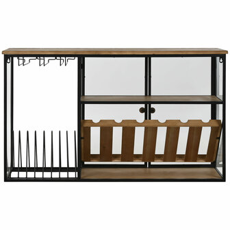 Flessenrek Home ESPRIT Zwart Natuurlijk Hout Metaal Kristal 102 x 32 x 60 cm 7