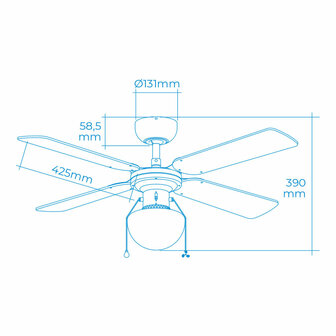 Plafondventilator met licht EDM 33800 Caribe Wit 50 W 4