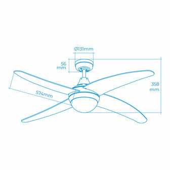 Plafondventilator met licht EDM 33806 Caspio Wit 60 W 7